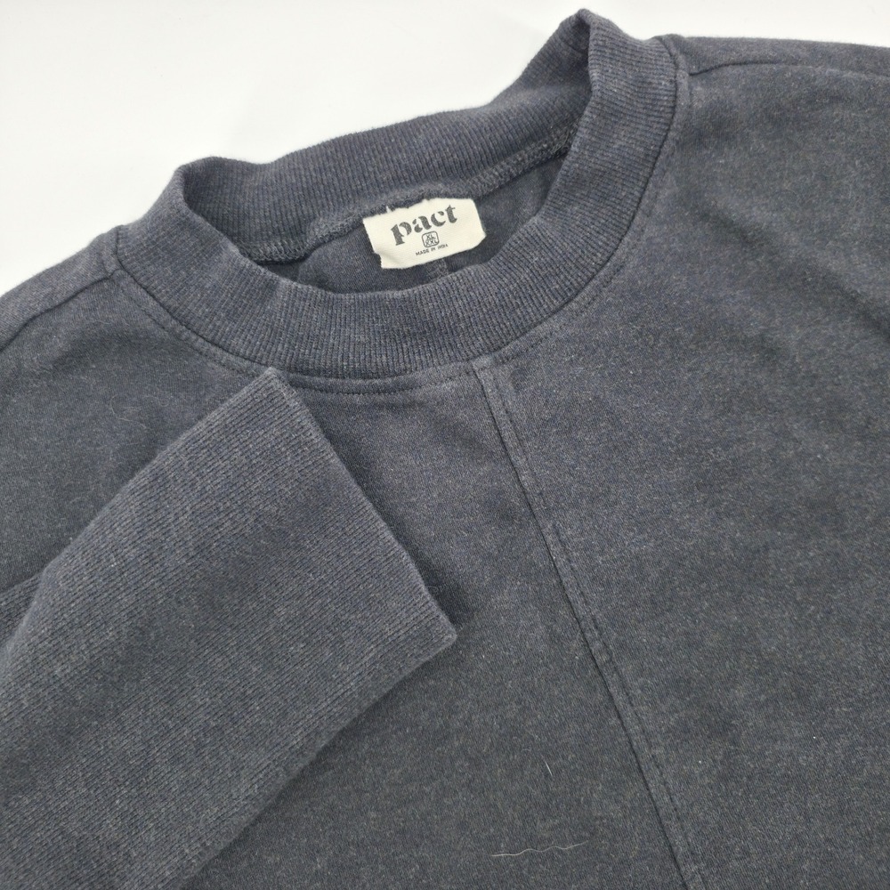 Pact Mens XL/XXL Organic Cotton Center Seam Sweatshirt Charcoal Gray Oversized